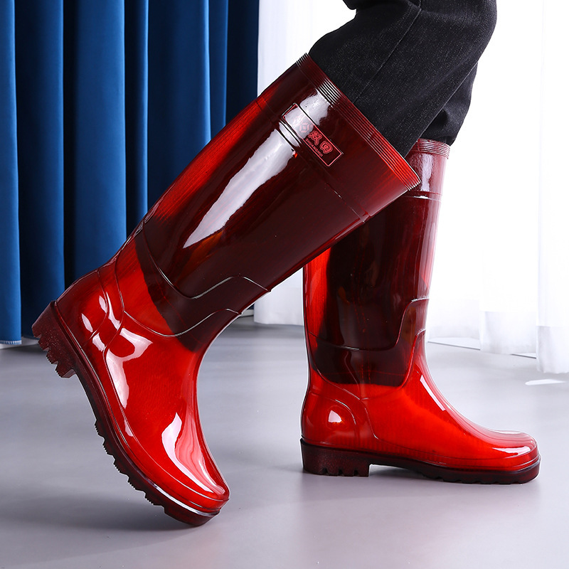 Men's Knee-high Rain Boots Non-woven Jelly Non-slip Wear-resistant Rubber Shoes — изображение 2
