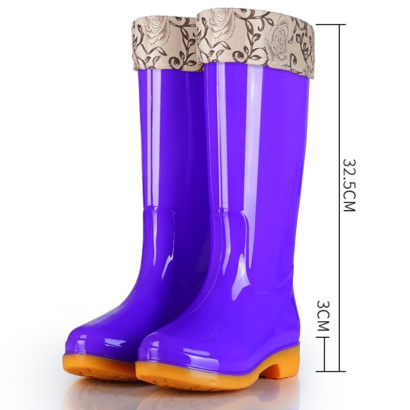 Women's Rain Boots Mid-high Tube Fashion Velvet Padded Thick Rain Boots Warm Winter Rain Boots Non-slip Adult — изображение 10