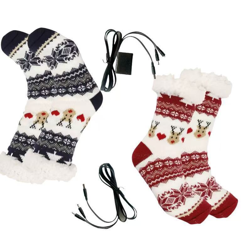 USB Electric Heating Warm Thickened Heating Room Socks - Image 2