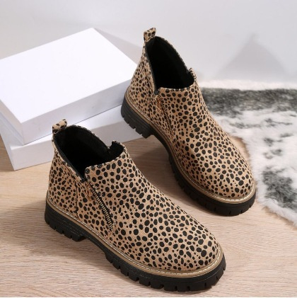 Fashion Ankle Boots With Side Zipper Ins Chunky Boots Autumn Winter Suede Shoes Women - Image 7
