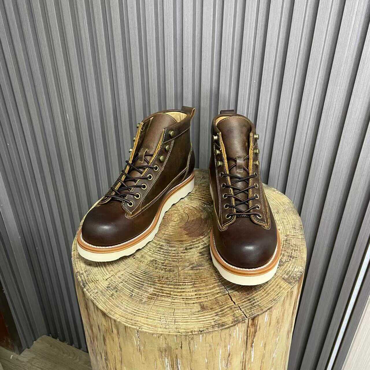 Retro Style Worker Boot Men's High-top Leather Motorcycle Boots - Image 4