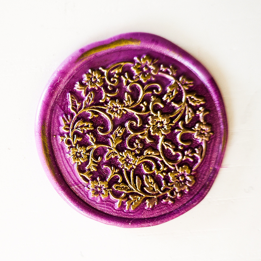 Vintage round tile pattern fire paint seal - Image 2