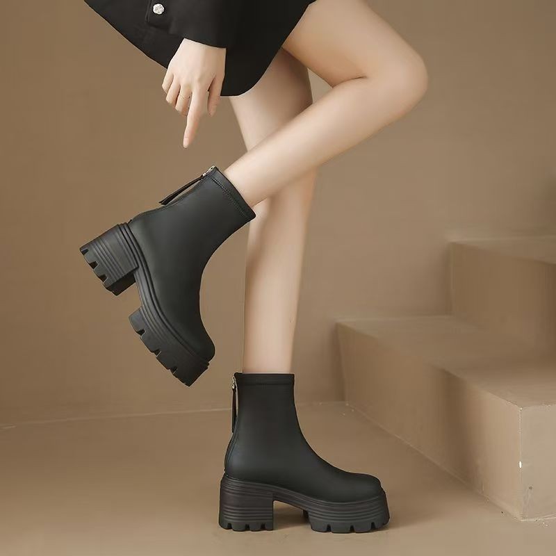 British Style Thin And All-matching Platform Ankle Boots - Image 3