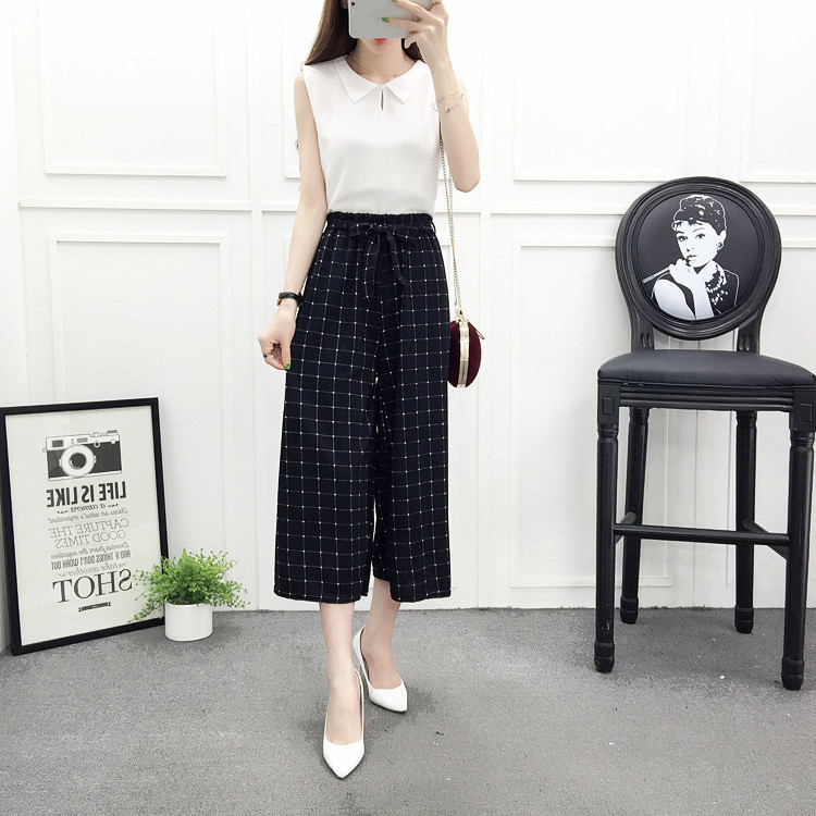 Casual Wide-leg Pants Black And White Striped Pants — изображение 4