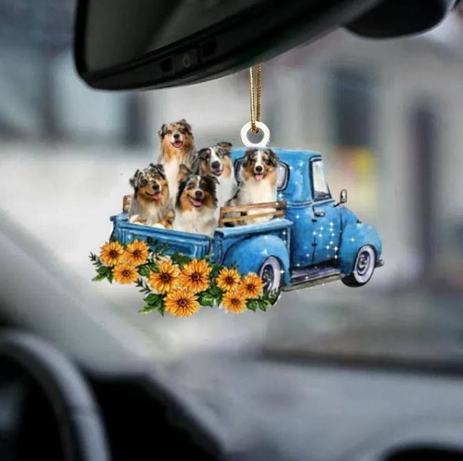 Hot Sale Happy Puppy Sunflower Truck Acrylic Car Pendant Hanging Ornament Interior Decor For Vehicle Interior Decoration - Image 8