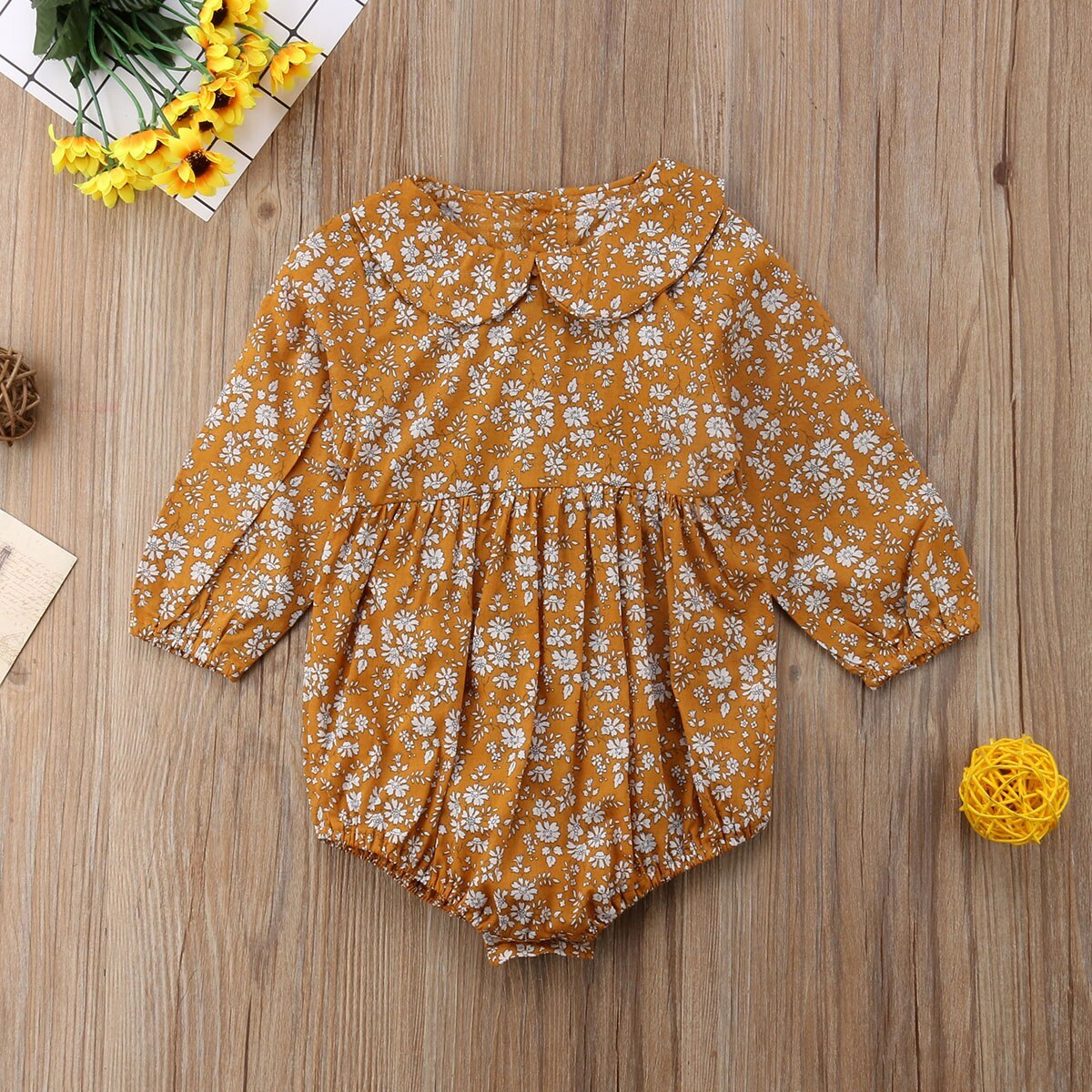 Newborn Baby Girls Clothing Infant Baby Girls Floral Rompers Long Sleeve Autumn Clothes Jumpsuit Playsuit – Bild 3