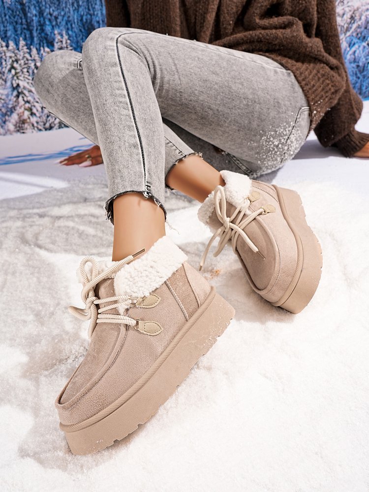 Thick Bottom Fleece-lined Snow Boots Women's Fur Integrated Casual Cotton-padded Shoes - Image 6