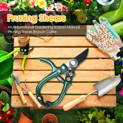 Multifunctional Garden Scissors Pruning Shears Manual With Safety Buckle Stainless Steel Spring Gardening Pruning Shear Branch Plant Cutter