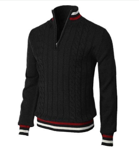 Spring And Autumn New Color Blocked High Necked Knitted Shirt - Image 4