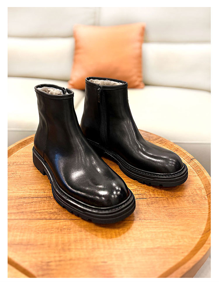 Sheepskin Fur Snow Boots Men's Winter Fleece-lined Martin Boots – Bild 3