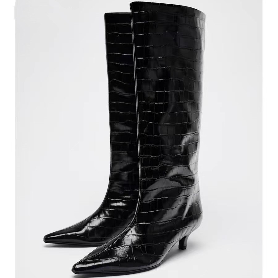 Women's British Style Pointed Toe High Leg Boot - Image 7