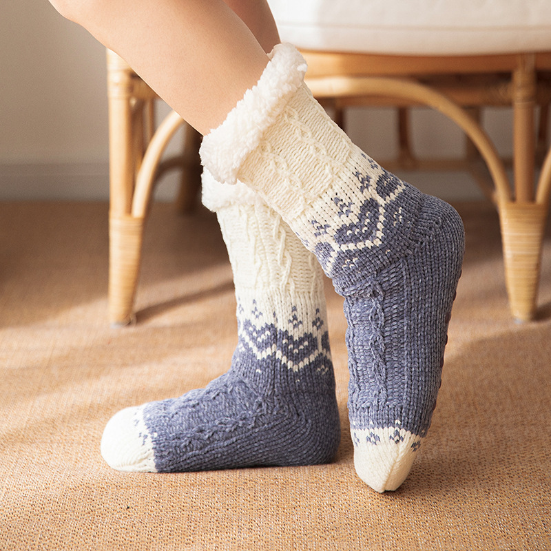 Love Knitted Plush Floor Socks Winter Warm Non-slip Carpet Socks Christmas Home Women - Image 7
