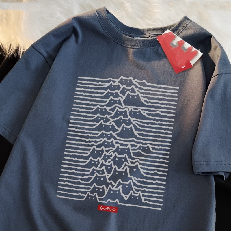 Cartoon Pure Cotton Trendy Summer Travel Mountain Cat Line Short Sleeve – Bild 5