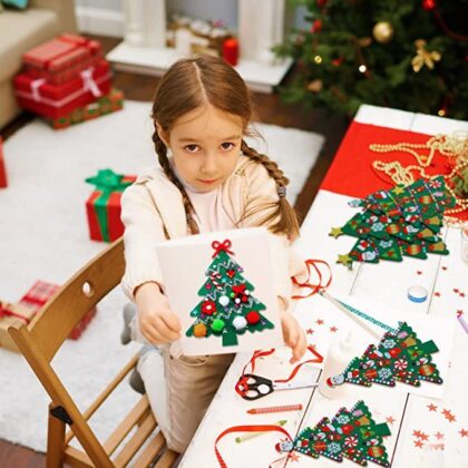 12 PCs Felt Christmas Tree And Snowman Decoration Set