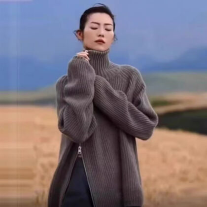 Ladies High Neck Long Sleeve Sweater