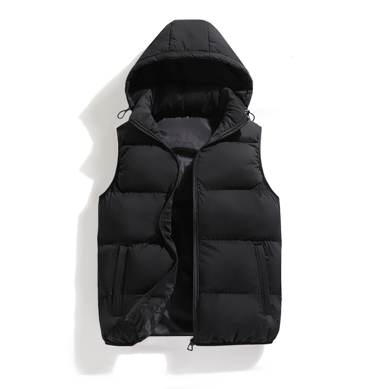 Cotton Casual Detachable Hooded Thickened Thermal Vest - Image 3