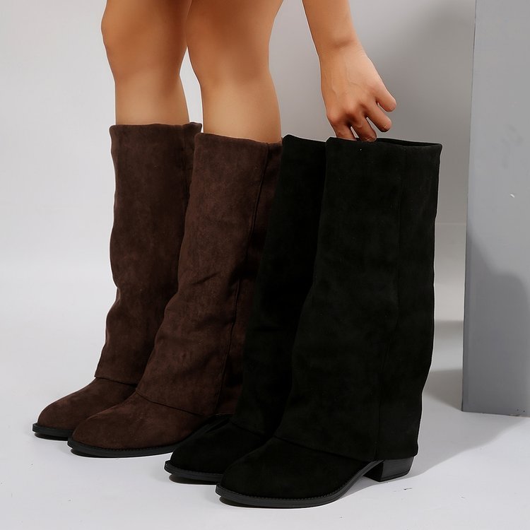 Chunky Heel Cowboy Boot Plus Size Knight Frye Boot - Image 5