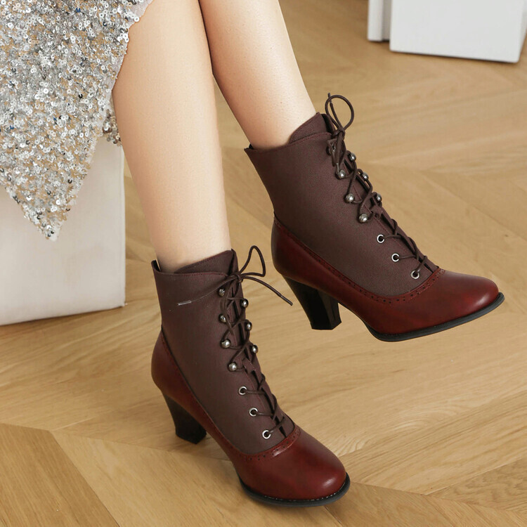 Retro British Style Cone-shaped Heel Martin Boots - Image 4