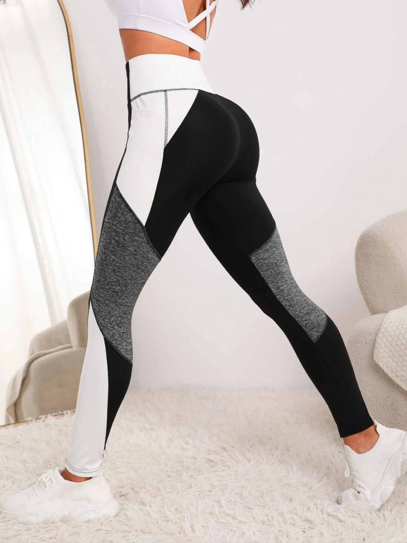 Yoga Pants European And American Stitching Running Pants Women – Bild 3