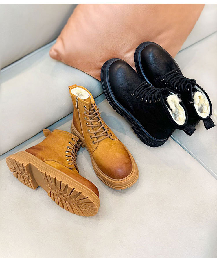 Sheepskin Fur Snow Boots Men's Thick Bottom Non-slip Dr Martens Boots - Image 4