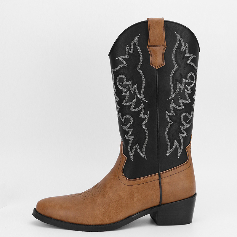 Men's Embroidery Retro High Leg Boot - Image 6