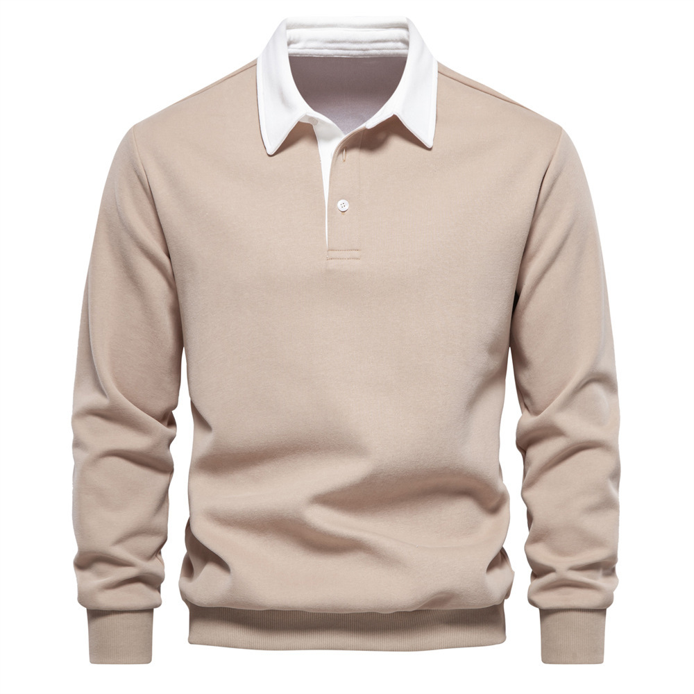 Men's Fashion Casual Versatile Long Sleeves Polo Collar Sweater - Image 3