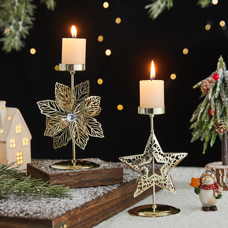 Romantic Christmas Wrought Iron Candlestick Candle Tray Decoration - Image 4