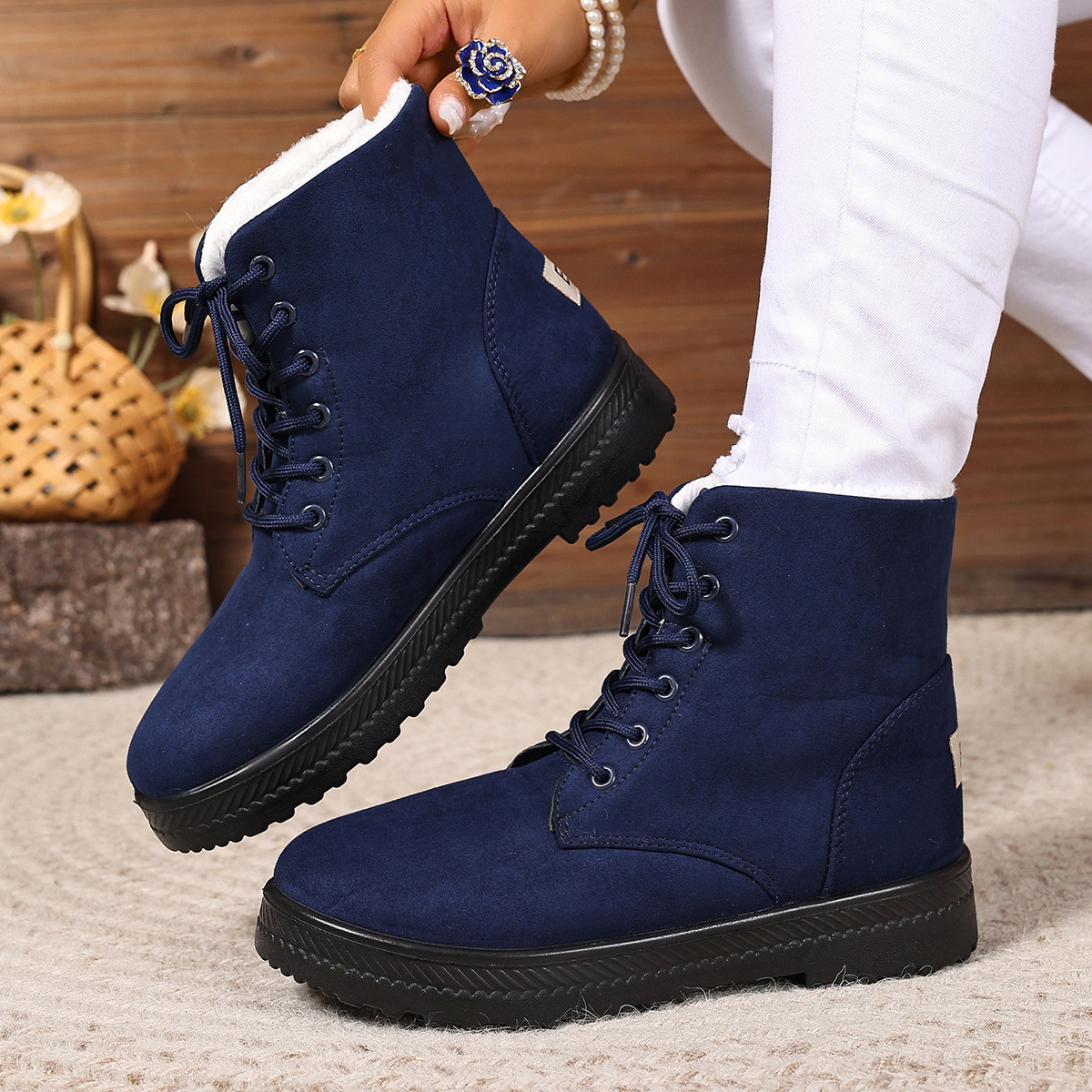Women's Fashionable Waterproof High-top Cotton-padded Snow Boots — изображение 8