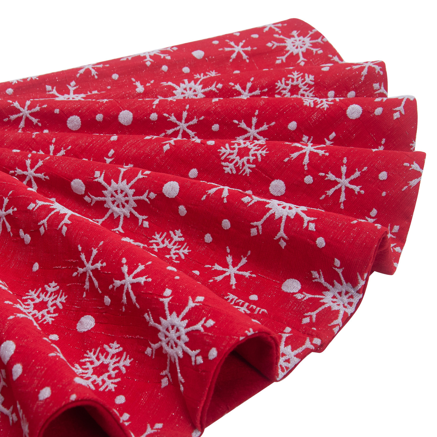 Christmas Non-woven Fabric White Color With Red Outsole Snowflake Tree Skirt - Image 4