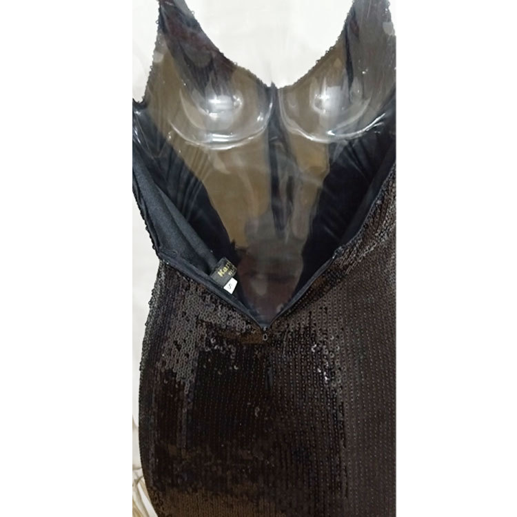 Deep V-Neck Sequined Fringed Backless Slip Dress — изображение 3