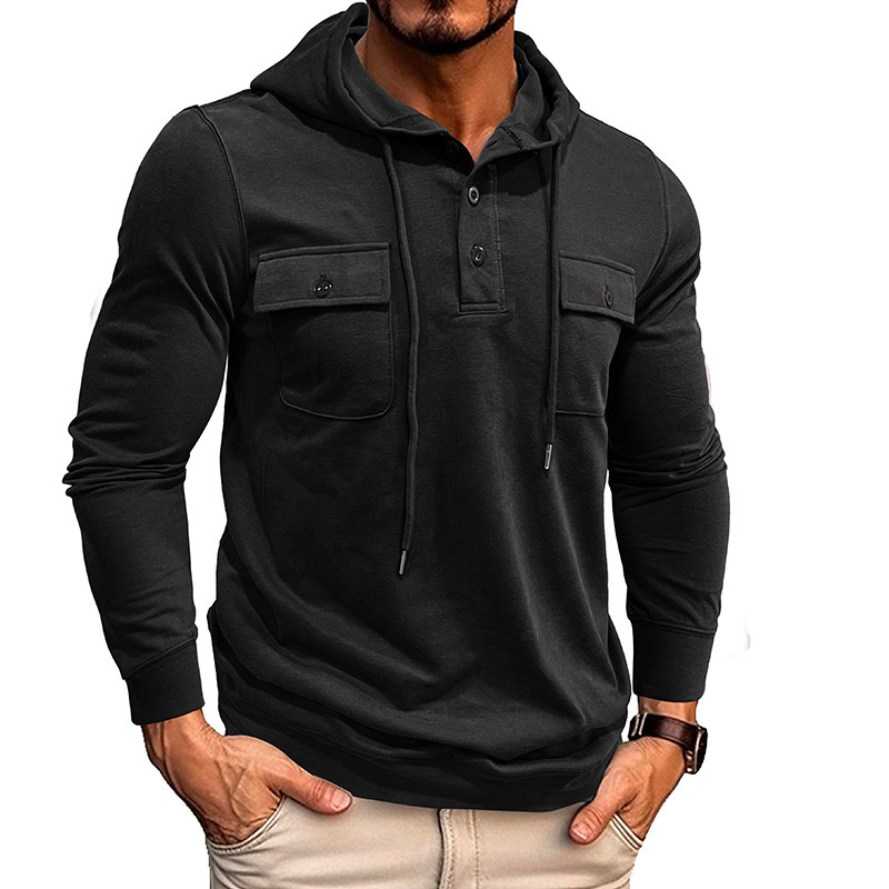 Men's Sweater Long-sleeved Sports Pocket Hooded Top - Image 5