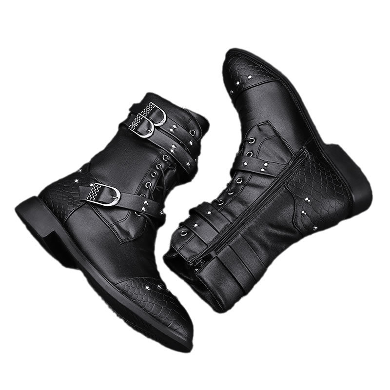 Middle Tube Leather Boots Ceremonial Motorcycle Men's Martin Performance - Image 5
