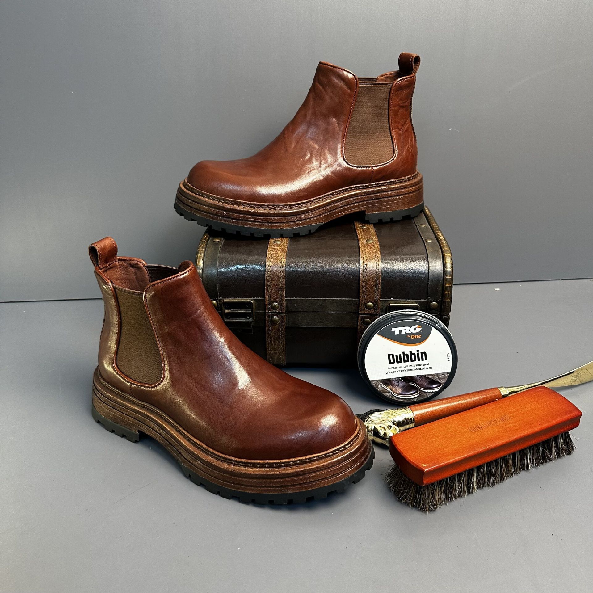 Men's Genuine Leather Retro Horse Leather High-top Martin Boots — изображение 5