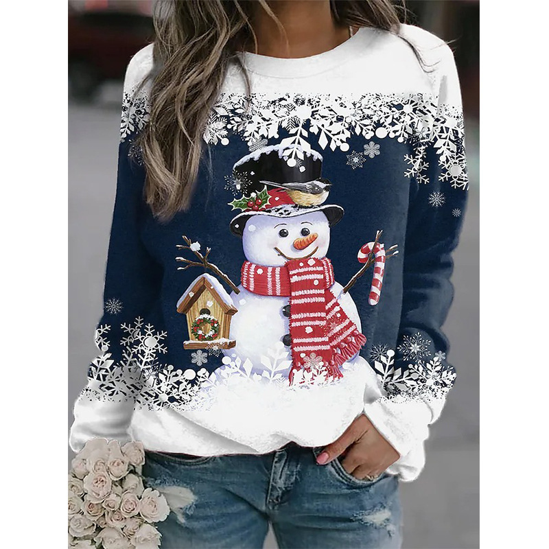 Snowman Printed Panel Loose Sweater — изображение 8