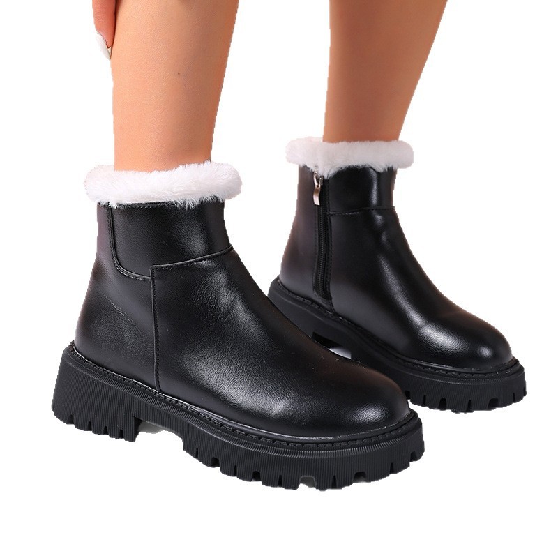 Insulated Cotton-padded Shoes Martin Boots Plus Size Thick Bottom Chunky Heel Bootie - Image 5