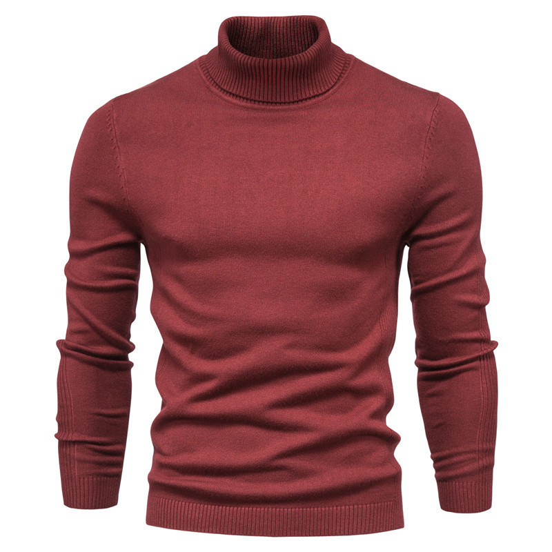 Winter Turtleneck Sweater Fashion Slim Fit Solid Color Pullover Knitted Top Men's Clothing – Bild 10
