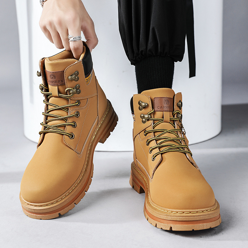 Men's Lace-up Large Head Shoes Outdoor Work Boots Trend Style Doc Martens - Image 2