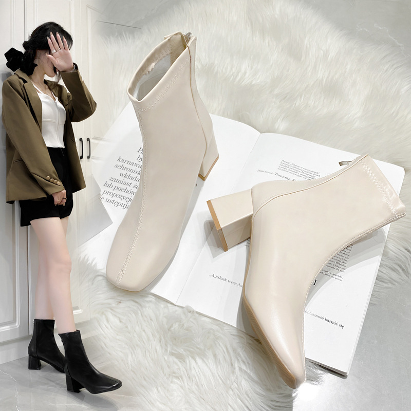 Boots Zipper Mid-calf And Low Length Martin Square Head - Image 3