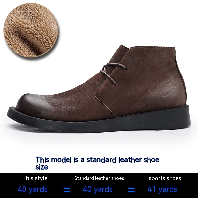 Martin Shoes Lace-up Leather Thick Bottom Soft Bottom Mid-top Men's Boots - Image 9