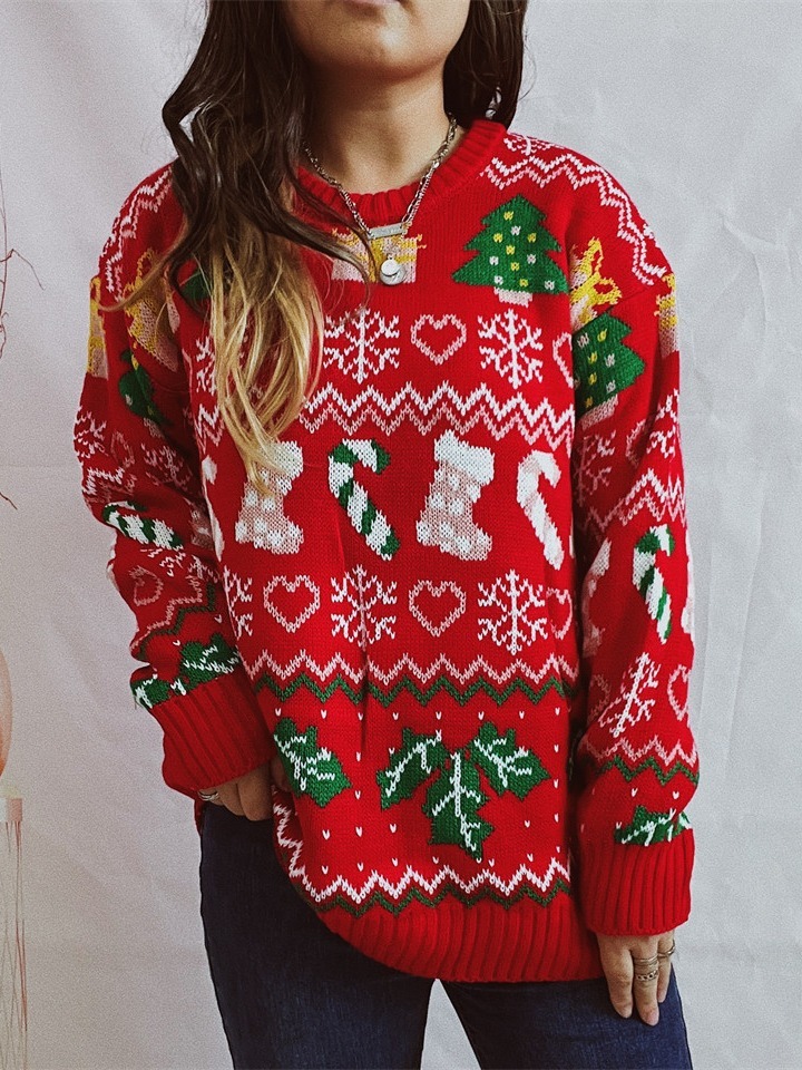 Women's Stylish Loose Round Neck Long-sleeved Sweater - Image 3