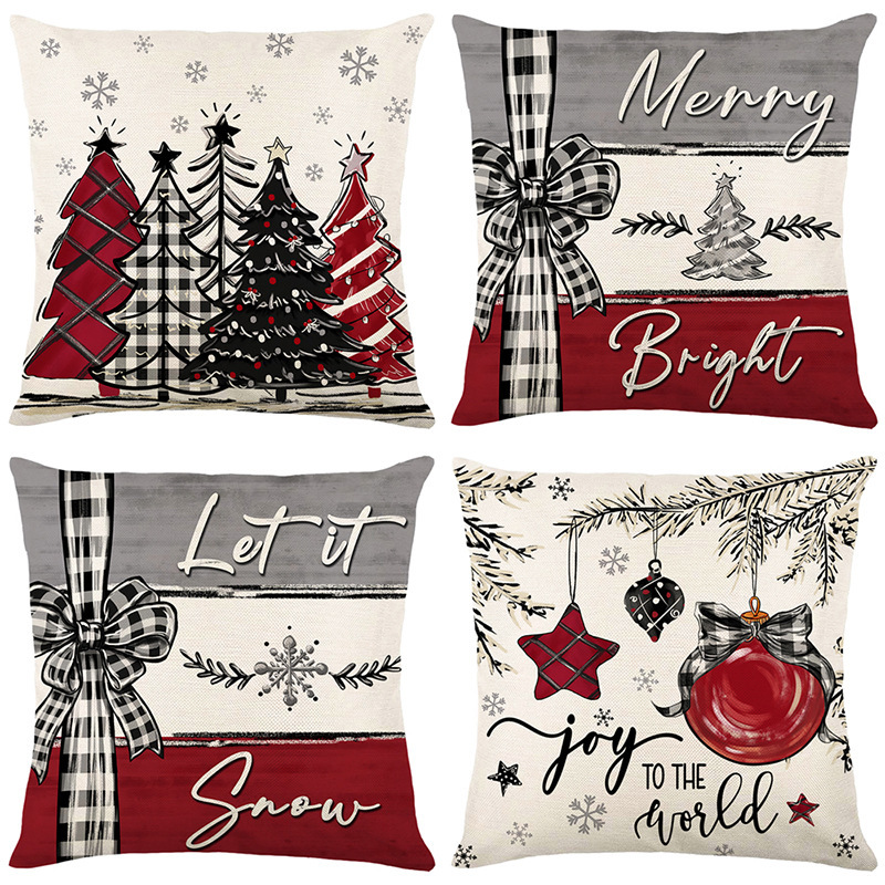 Christmas Cushion Cover Pillowcase Merry Christmas Decor For Home 2024 Xmas Ornament Happy NewYear Gift — изображение 2