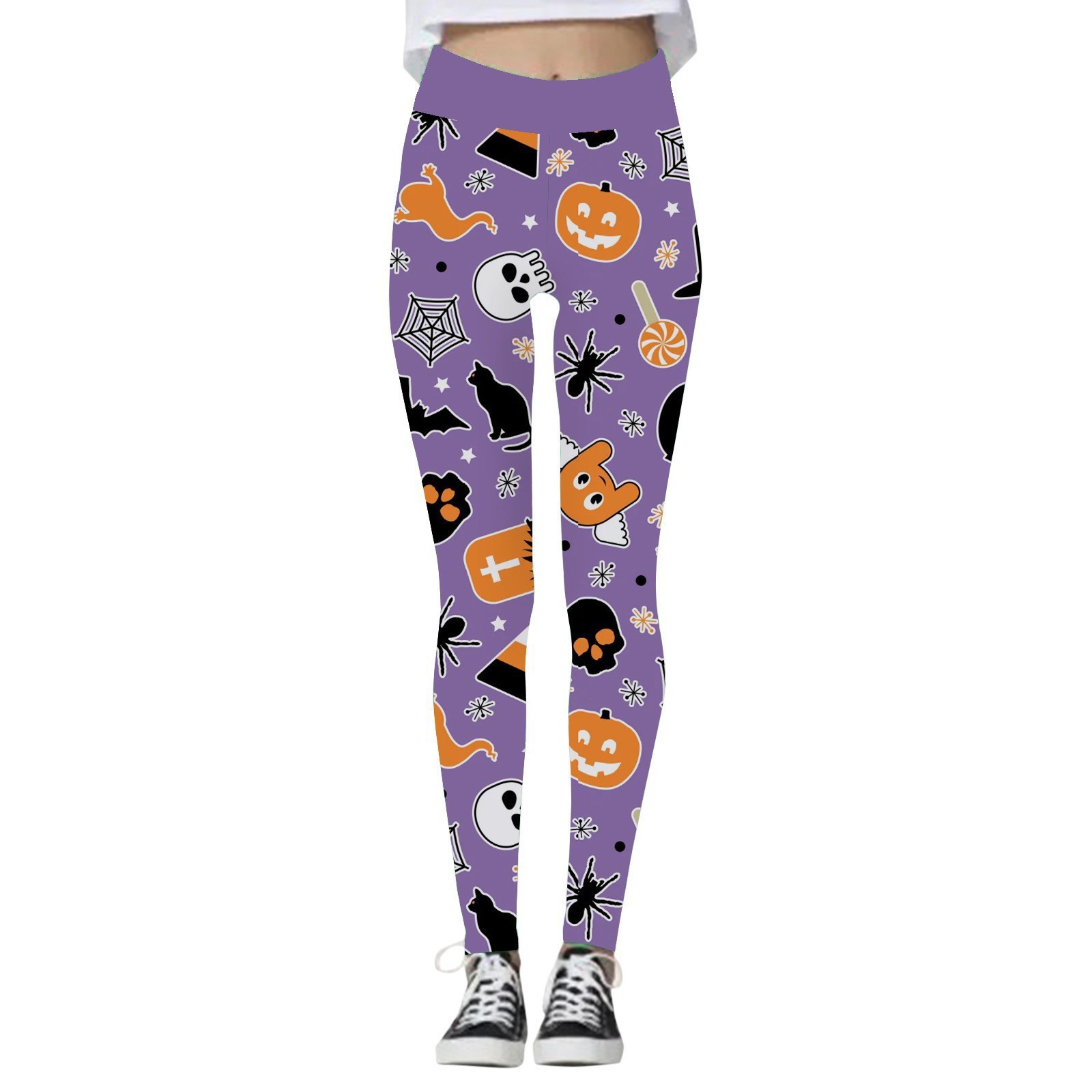 Halloween Women's Yoga Pants Pumpkin Skull — изображение 7