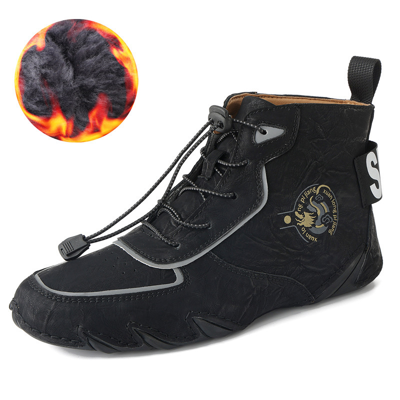 Plus Size Men's High-top Dr Martens Boots Cowhide Cotton-padded Warm-keeping - Image 7