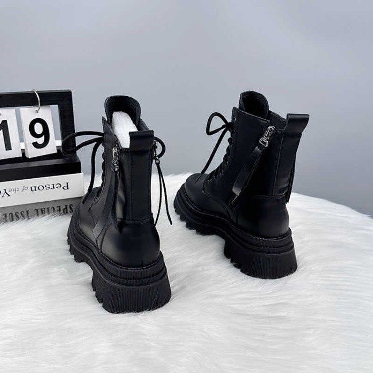 Women's Thick-soled British-style All-matching And Handsome Fashionable Leather Boots - Image 4