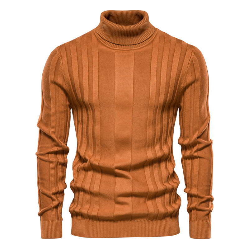 Men's Turtleneck Sweater Casual Knit Solid Color Pullover - Image 2