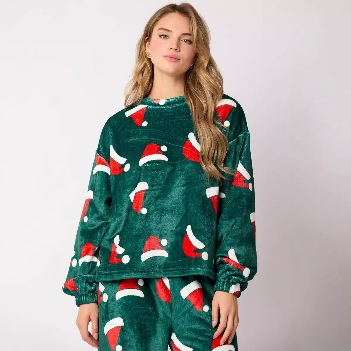 2024 Casual Flannel Pajama Sets For Women 2 Piece Cute Long Sleeve Matching Lounge Shirts Sets Santa Claus Pajamas Homewear - Image 2