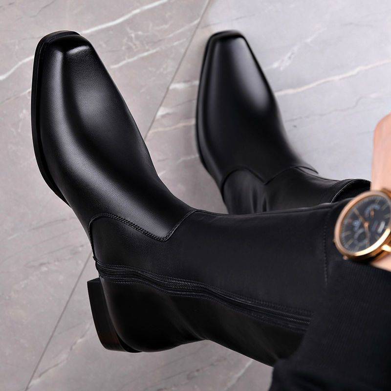 Men's Pointed Toe Business High-top Leather Boots - Image 4