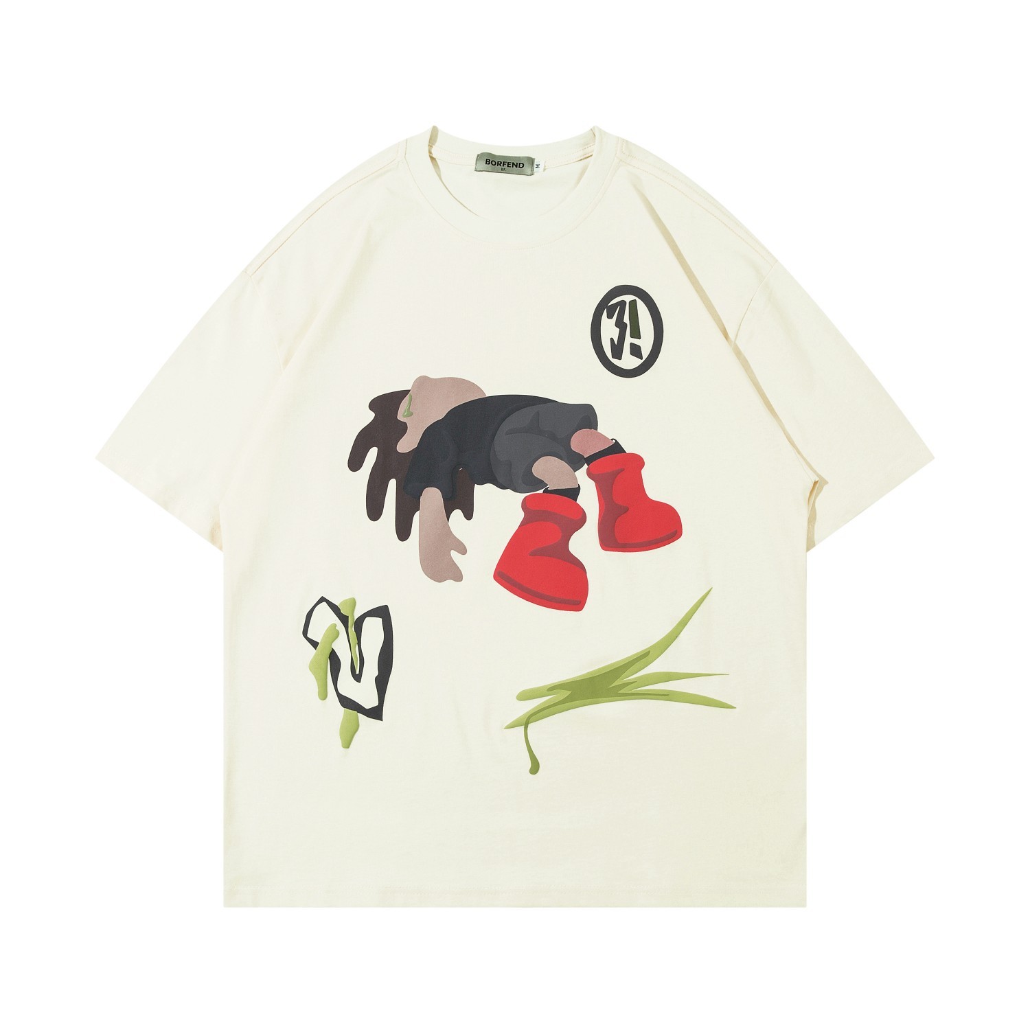 American Street Cotton Graffiti Style Printed Couple Round Neck Short Sleeve T-shirt – Bild 7