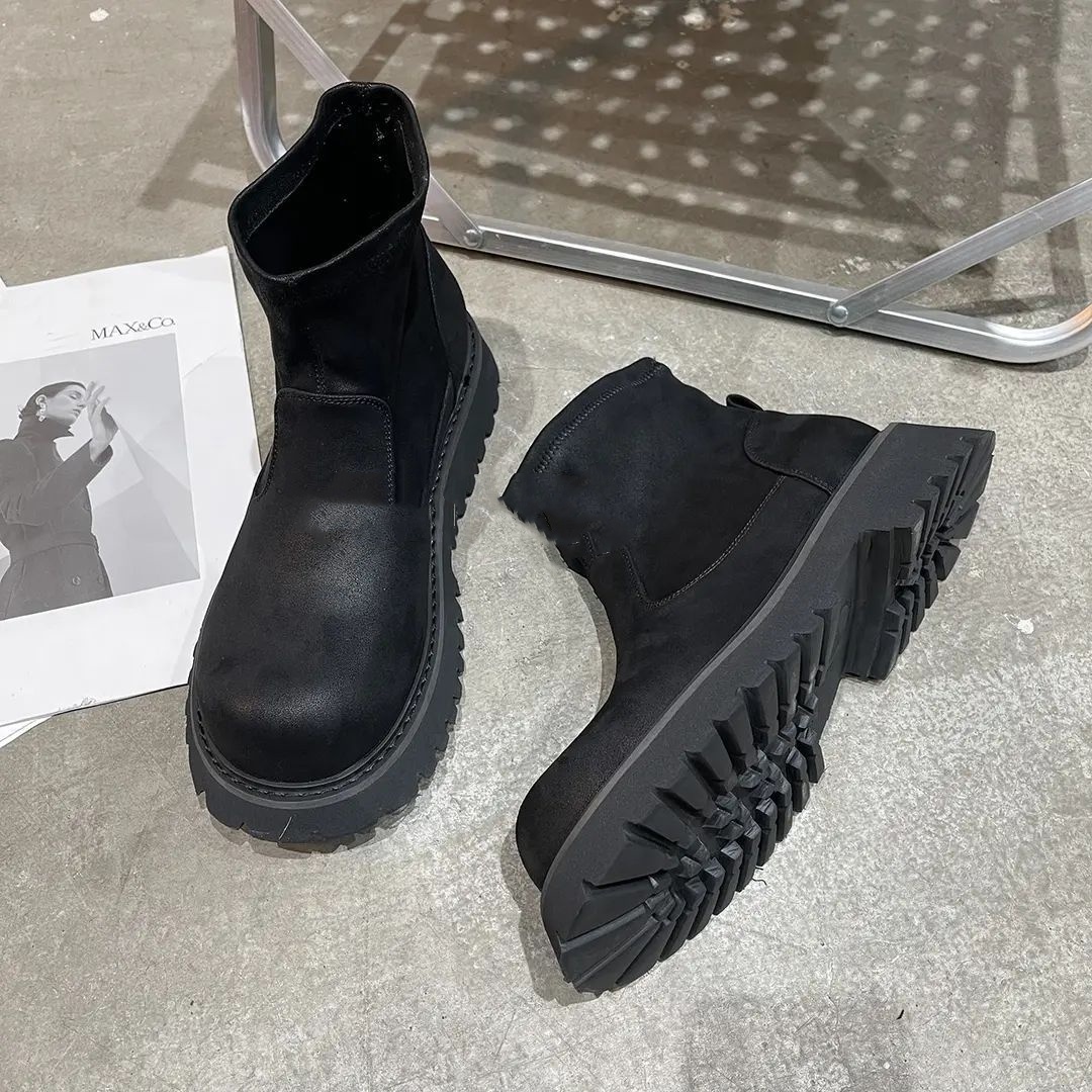 Genuine Leather Shoes Men's Retro Distressed Suede Chelsea Boots - Image 5