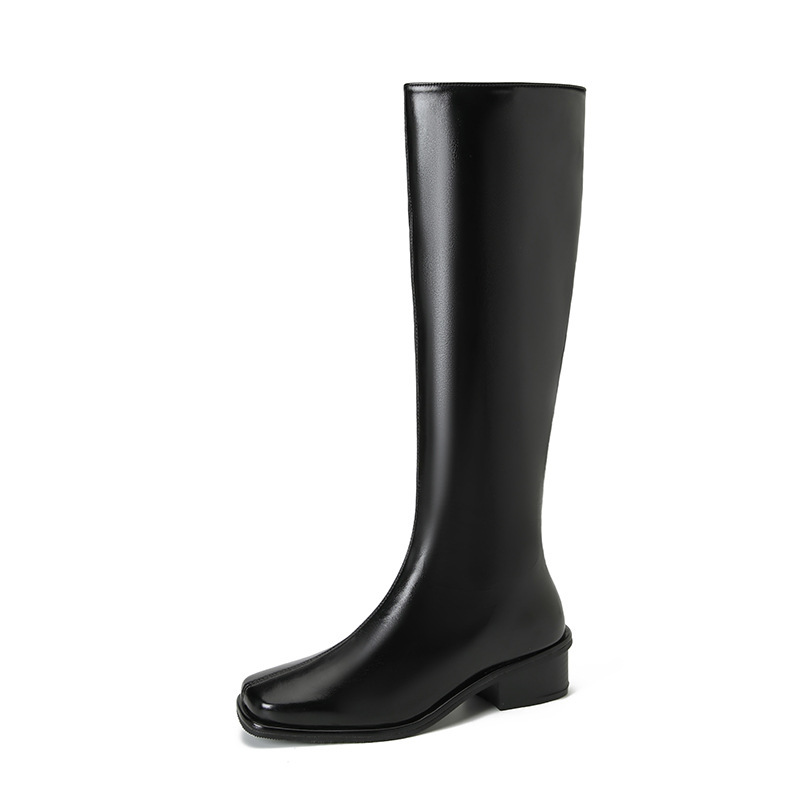 Square Toe Over-the-knee Stretch Chunky Heel Not Over The Knee Boots - Image 6